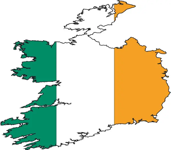 Ilustração Vetor Mapa Bandeira Irlanda — Vetor de Stock