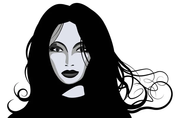 Illustration Vectorielle Une Jeune Femme Aux Cheveux Volants — Image vectorielle