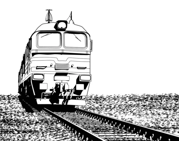 Ilustración Vectorial Una Locomotora Rusa Con Grunge Molido Como Capa — Vector de stock