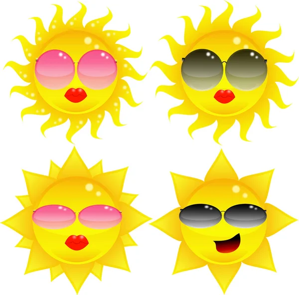 Slunce Slunečními Brýlemi Izolované Bílém Epsíran — Stockový vektor
