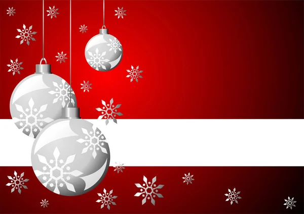 Hókristályok Karácsonyi Labdák Fénymásoló Felülettel Piros Felett — Stock Vector