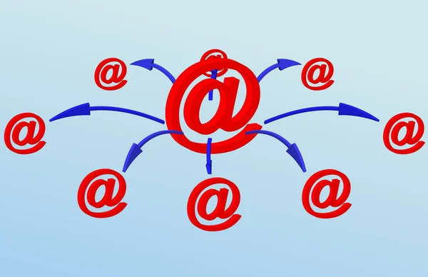 Una Ilustración Que Representa Comunicación Por Correo Electrónico Símbolos Correo — Vector de stock