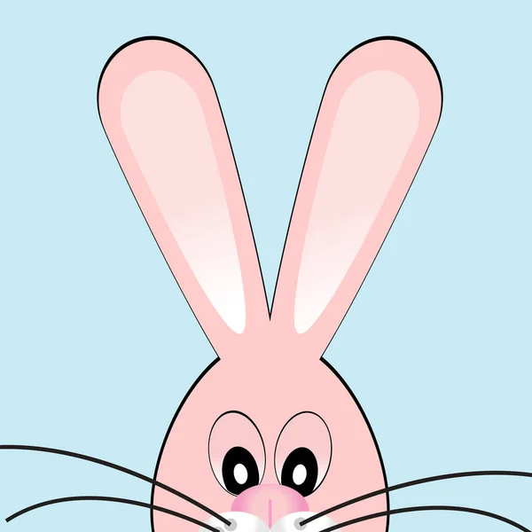 Easter Bunny Peeping Out Soft Blue Background — Stock Vector