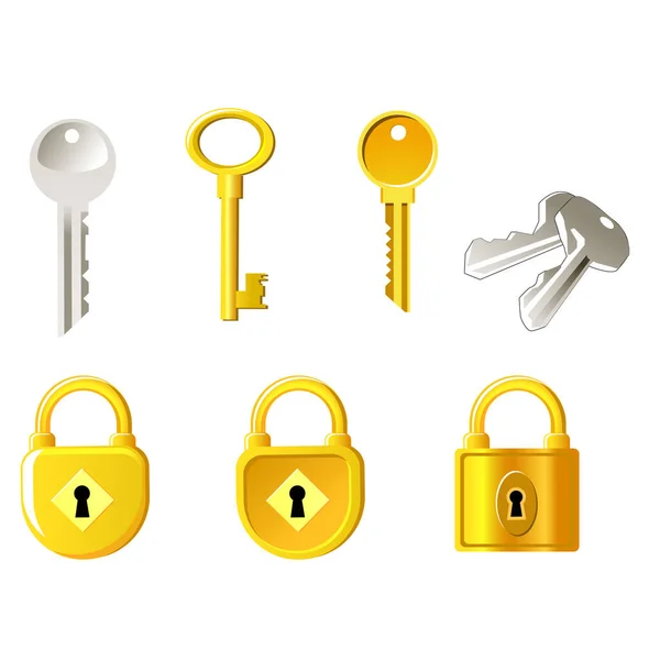 Lock Keys Image Color Illustration — Stock Vector