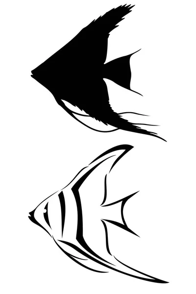 Sebuah Tato Angelfish Tribal Hitam - Stok Vektor