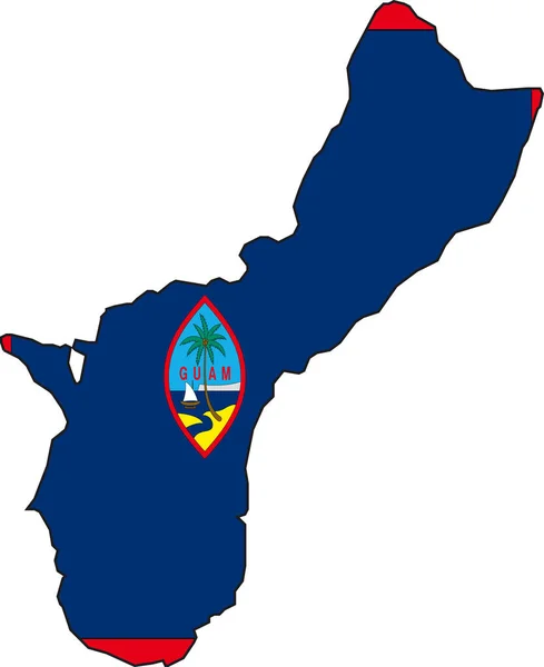 Vektor Ilustrasi Peta Dan Bendera Dari Guam - Stok Vektor