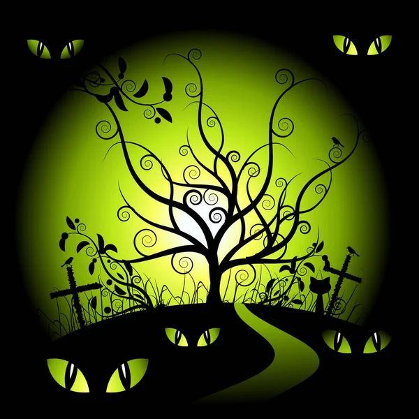 Halloween Night Image Color Illustration — Stock Vector