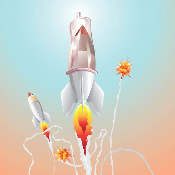 Safe Rocket Image Color Illustration — Stock Vector