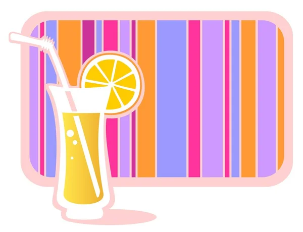 带有条纹框架的柠檬水玻璃杯 白色背景隔离 — 图库矢量图片