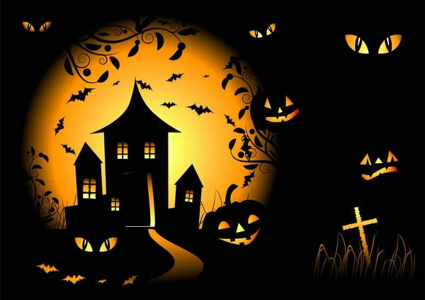 Noche Halloween Fondo Vector Ilustración — Archivo Imágenes Vectoriales