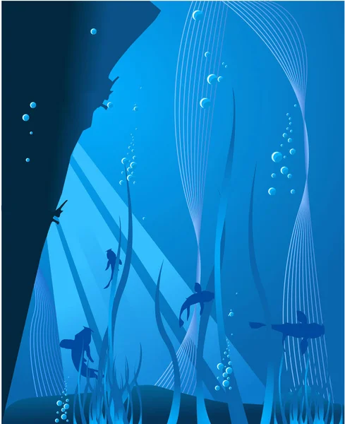 Deep Blue Sea Underwater Background — Stock Vector