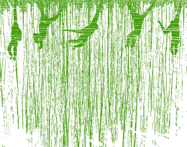 Vektor Bakgrund Illustration Gibbons Svingande Genom Skogen — Stock vektor