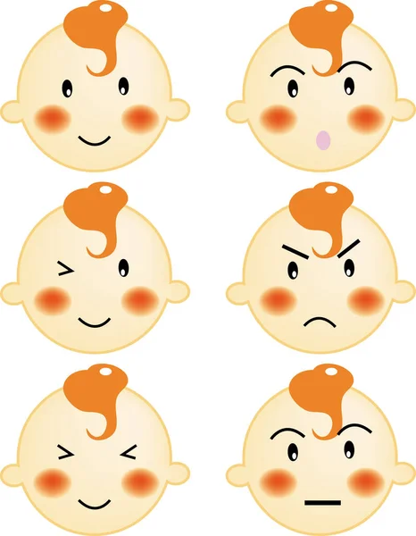 Een Serie Babygezichtjes Expressie Vector Illustratie — Stockvector