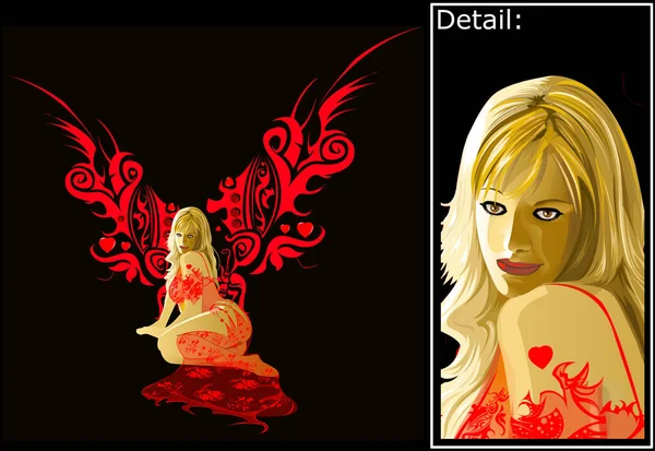 Image Ailes Rouges Illustration Couleur — Image vectorielle