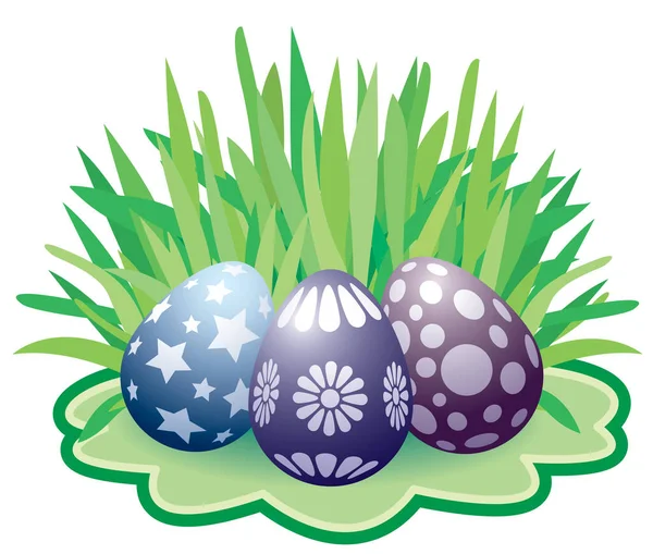 Πασχαλινά Αυγά Που Βρίσκονται Στο Γρασίδι — Διανυσματικό Αρχείο
