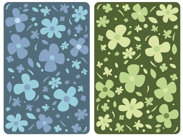 Bloemachtergrond Verscheidenheid Aan Bloemen Groene Blauwe Kleur — Stockvector
