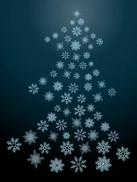 クリスマスのモミの木の形で雪の結晶のイメージ — ストックベクタ