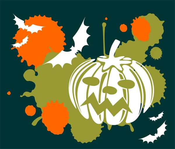 Tecknad Pumpa Svart Bakgrund Halloween Illustration — Stock vektor
