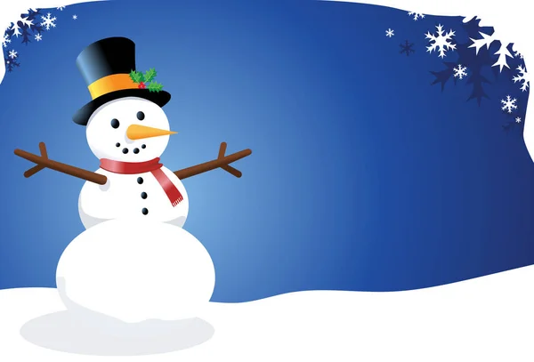 Vector Snowman Christmas Winter Scene — Stock Vector