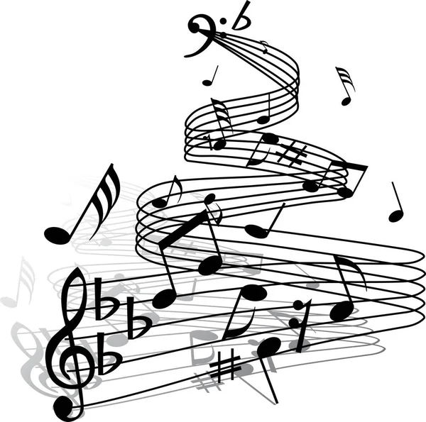 異なる音符と線を持つ抽象音楽の背景 — ストックベクタ