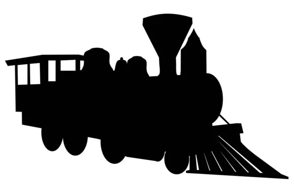 Imagem Silhueta Locomotiva Vapor Ilustração Colorida — Vetor de Stock