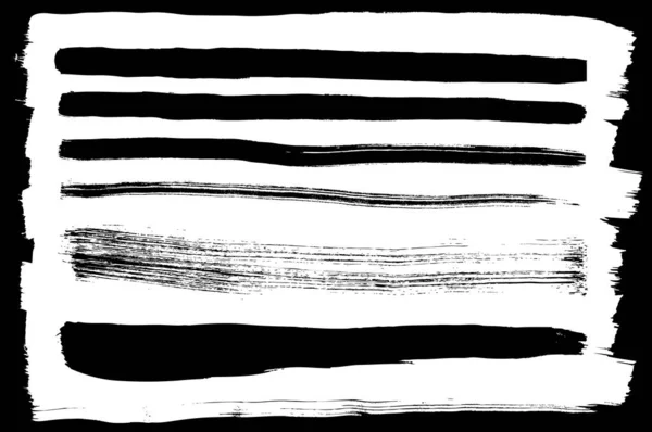 Векторний Набір Різних Чорно Білих Штрихів Чорнила — стоковий вектор