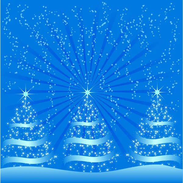 Festive Illustration Sparkly Christmas Trees Snow — Stock Vector