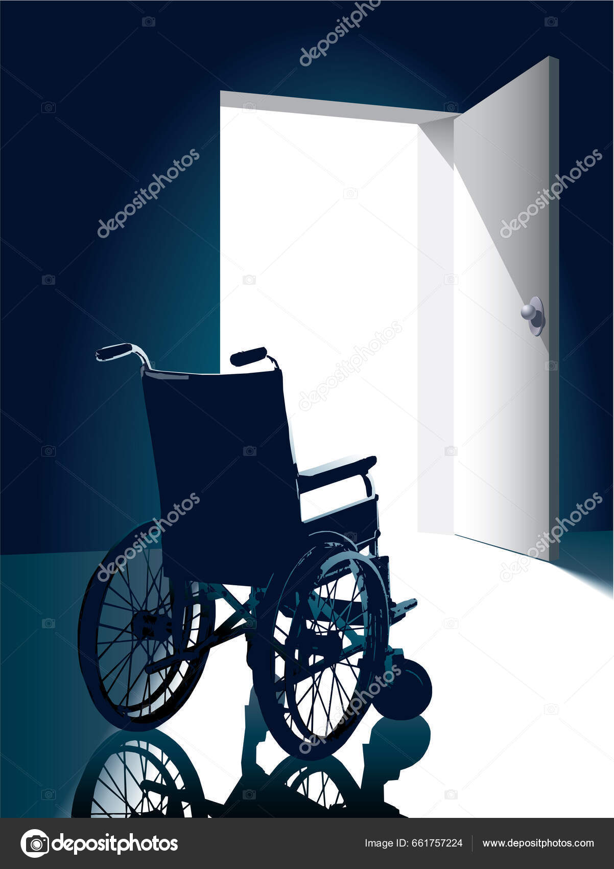 Open Door Empty Wheel Chair Stock Vector by ©DesignPicsInc 661757224