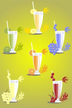 meyve kokteylleri kümesi