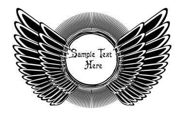 siyah kanatlar ve güneş şekli