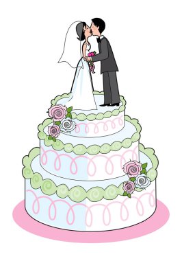 Çift öpüşme kontör düğün pastası