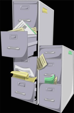 Dosya dolabı siyah üzerine.