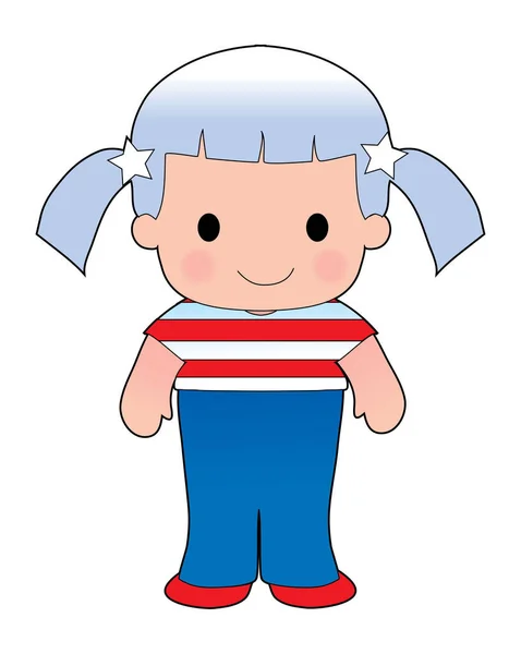 Kleines Mädchen Hemd Mit Der Amerikanischen Flagge Darauf — Stockvektor