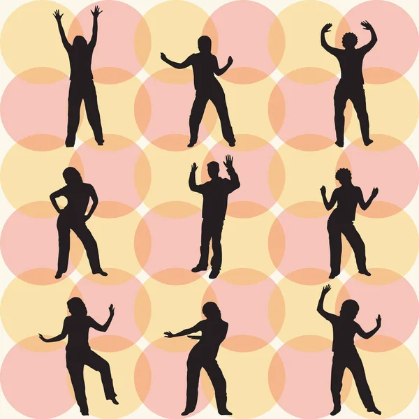 Différentes Silhouettes Différentes Poses Danse — Image vectorielle