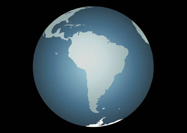 ベクトル 南アメリカの正確な地図 地球上に地図を ガラパゴス フォークランドが含まれています — ストックベクタ