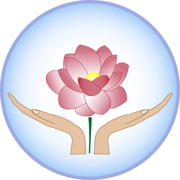 手からの蓮の花 — ストックベクタ
