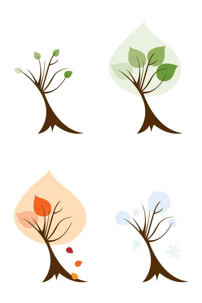 Vector Illustratie Weergave Van Vier Seizoenen Door Gestileerde Bomen — Stockvector
