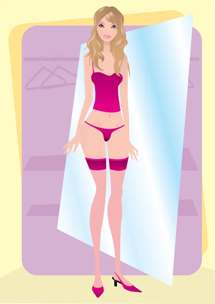 内衣形象中的性感女孩 彩色插图 — 图库矢量图片