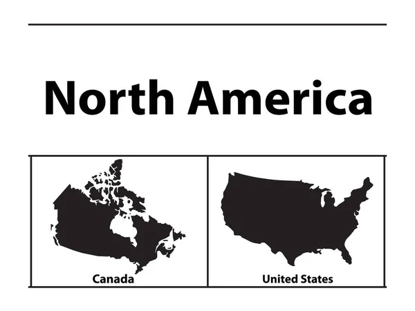 Vector Silhouettes North America Countries — Stock Vector