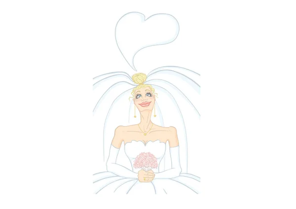 Dreaming Funny Bride Emotions Overfilling Close — Stock Vector
