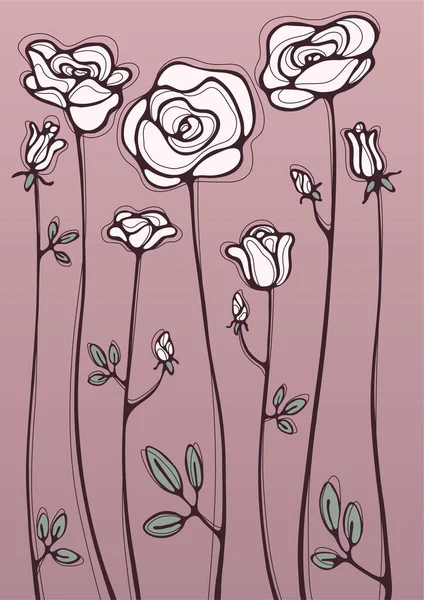 Sammlung Von Verschiedenen Schönen Bunten Weißen Rosen — Stockvektor