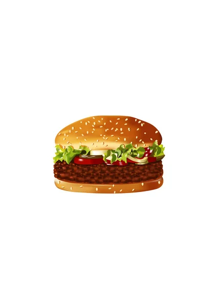 Big Vector American Hamburger White — Stock Vector