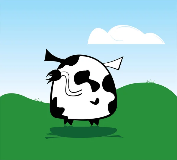 Vector Cow Turned Backwards Meadow — Stock Vector