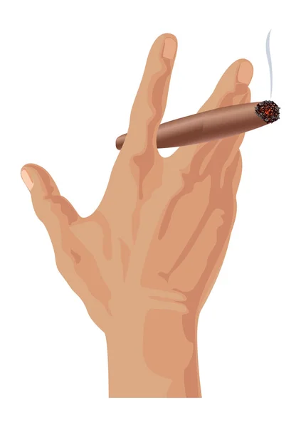 Main Cigare Fumeur Pause Fumée Une Illustration Vectorielle — Image vectorielle