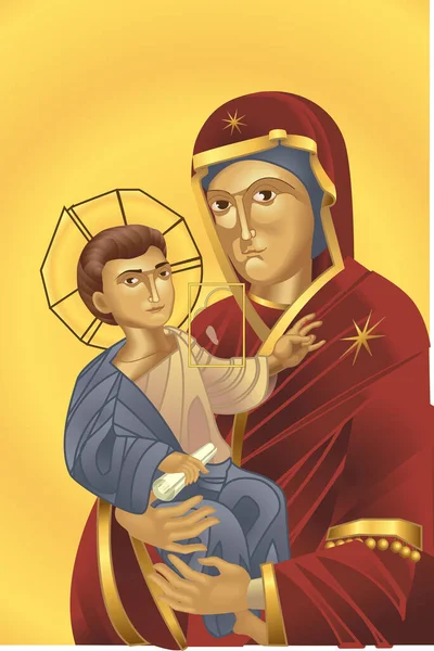 Vierge Marie Jésus Christ Tous Les Mélanges Les Gradients Pas — Image vectorielle