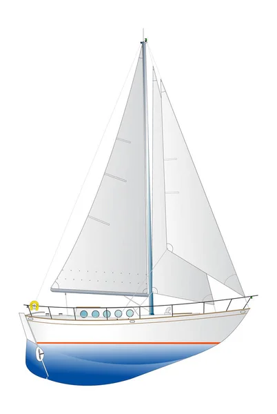 Vector Illustration Classic Sailing Yacht — Stock Vector