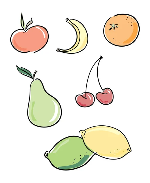 Sammlung Von Früchten Vektorbasiert — Stockvektor