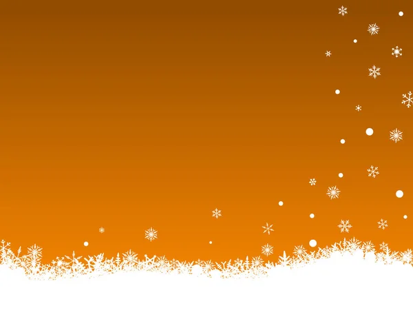 Bordure Flocons Neige Sur Fond Orange Avec Copyspac — Image vectorielle