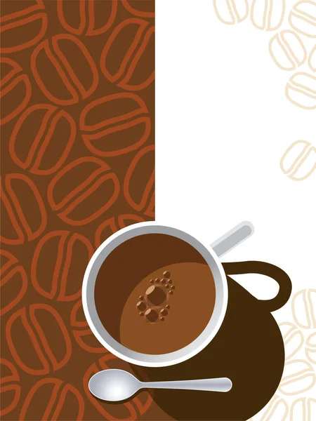 Kaffeetasse Auf Braunem Hintergrund Mit Kaffeebohnen — Stockvektor