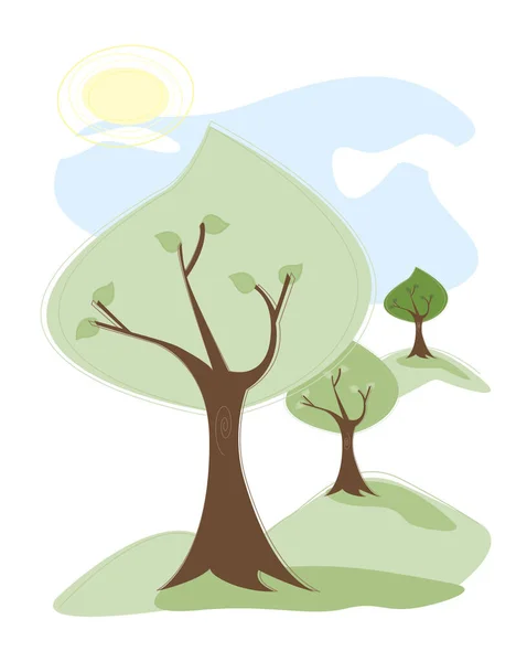 Obrázek Stromů Bázi Vektorů Barevná Ilustrace — Stockový vektor